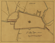 214331 Plattegrond van de stad Utrecht met directe omgeving; met weergave van de gracht, stadsmuur met torens en ...